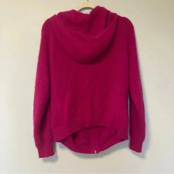 Moda International rabbit hair blend hot pink hoodie - Picture 2 of 5